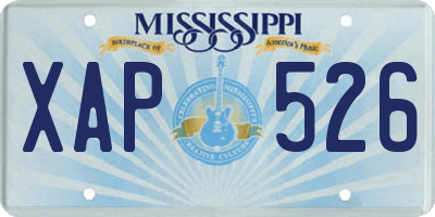 MS license plate XAP526