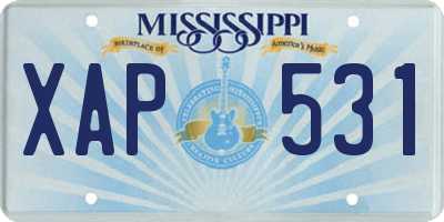 MS license plate XAP531