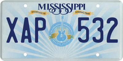 MS license plate XAP532