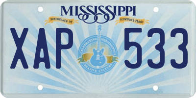 MS license plate XAP533