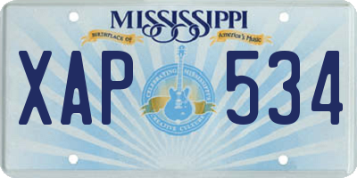 MS license plate XAP534