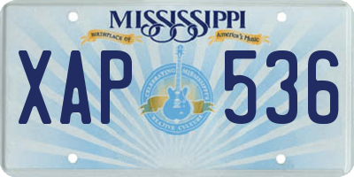 MS license plate XAP536