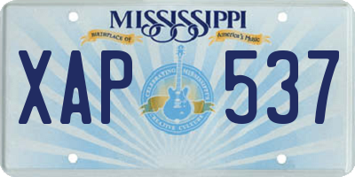 MS license plate XAP537