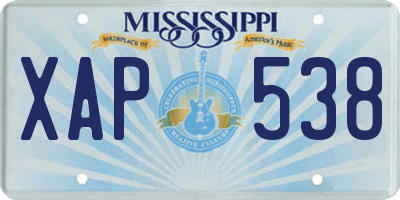 MS license plate XAP538