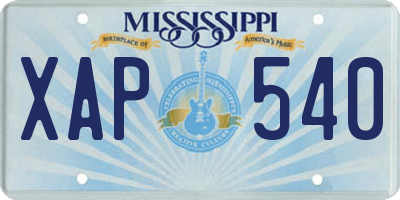 MS license plate XAP540