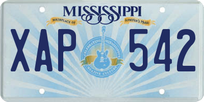 MS license plate XAP542