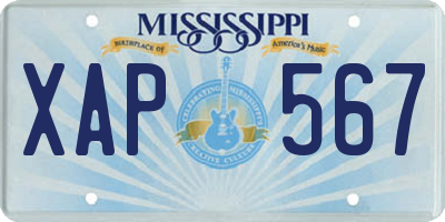 MS license plate XAP567