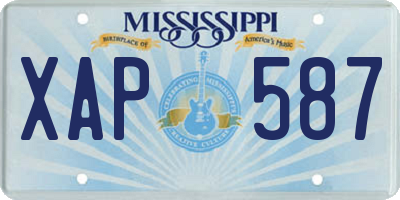 MS license plate XAP587