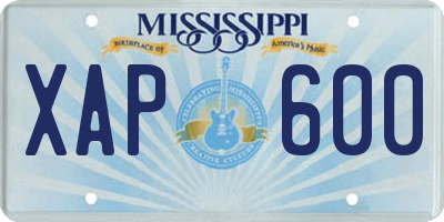 MS license plate XAP600