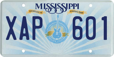 MS license plate XAP601