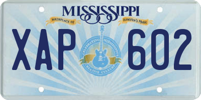 MS license plate XAP602
