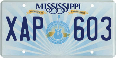 MS license plate XAP603