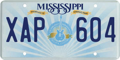MS license plate XAP604