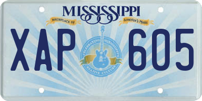 MS license plate XAP605
