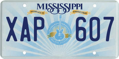 MS license plate XAP607