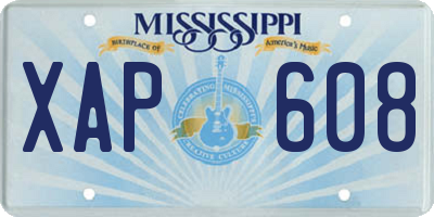 MS license plate XAP608