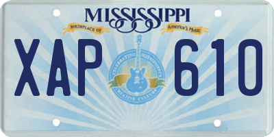 MS license plate XAP610