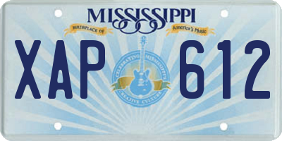 MS license plate XAP612