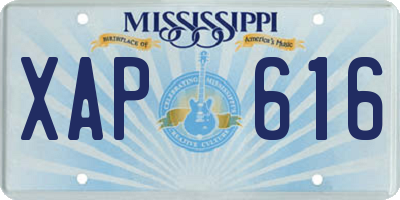 MS license plate XAP616