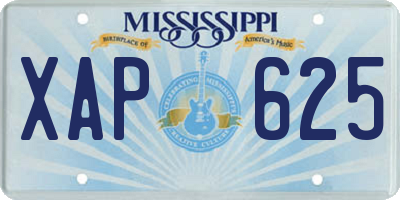 MS license plate XAP625