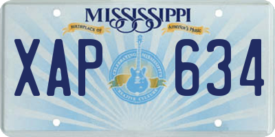 MS license plate XAP634