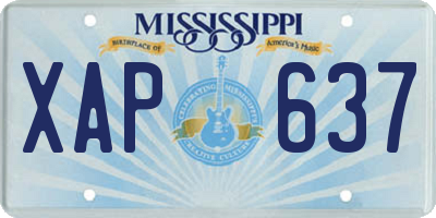 MS license plate XAP637