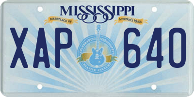 MS license plate XAP640