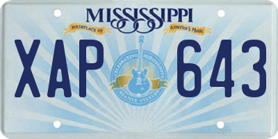 MS license plate XAP643