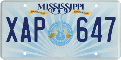 MS license plate XAP647