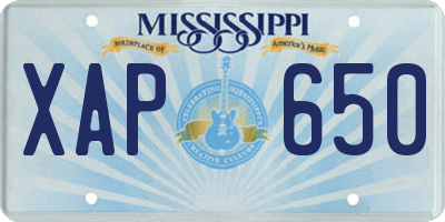 MS license plate XAP650