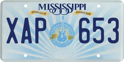 MS license plate XAP653