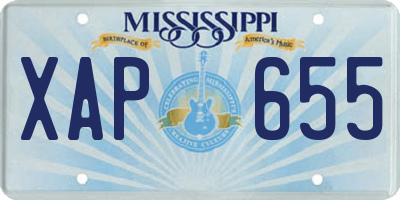 MS license plate XAP655