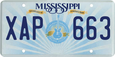 MS license plate XAP663