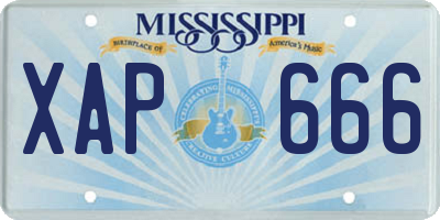 MS license plate XAP666