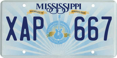 MS license plate XAP667