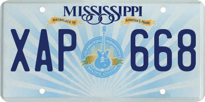 MS license plate XAP668