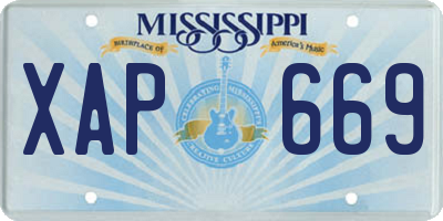 MS license plate XAP669