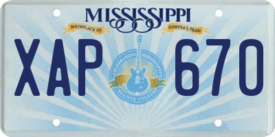 MS license plate XAP670