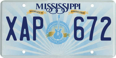 MS license plate XAP672