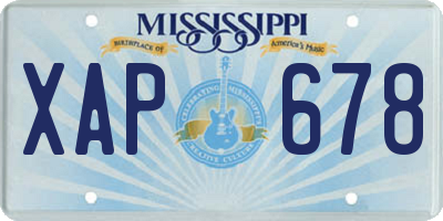 MS license plate XAP678
