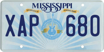 MS license plate XAP680