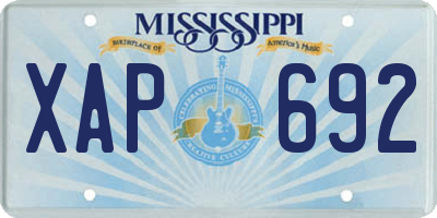 MS license plate XAP692