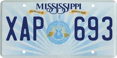 MS license plate XAP693
