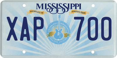 MS license plate XAP700