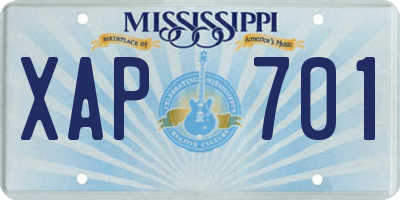 MS license plate XAP701