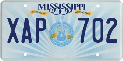 MS license plate XAP702