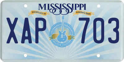MS license plate XAP703