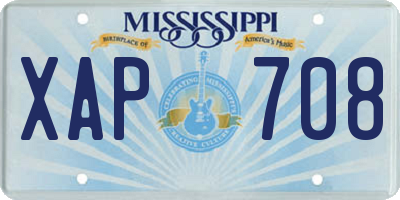 MS license plate XAP708