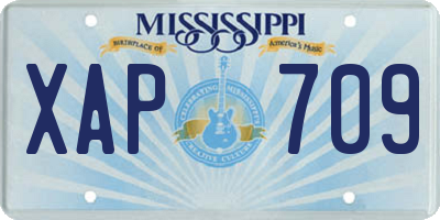 MS license plate XAP709