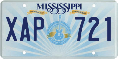 MS license plate XAP721